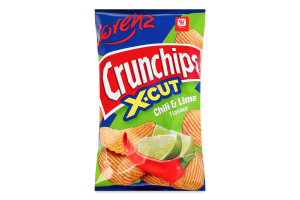 Чипси картопляні рифлені зі смаком чилі та лайм X-cut Crunchips Lorenz м/у 75г