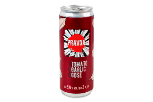Пиво 0.33л 5% світле нефільтроване непастеризоване Tomato garlic gose Pravda з/б
