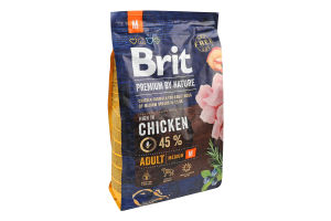 Корм сухой полноценный для взрослых собак средних пород Chicken Premium by Nature Brit м/у 3кг