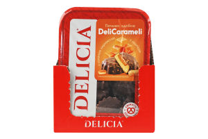 Печенье сдобное с соленой карамелью с арахисом DeliCarameli Delicia лоток 0.18кг