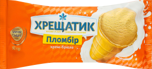 Морозиво 12% пломбір у вафельному стаканчику Крем-брюле Золотий стандарт Хрещатик м/у 90г