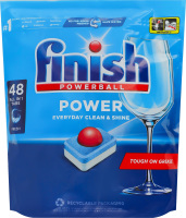 Средство для мытья посуды в посудомоечных машинах в таблетках All in 1 Power Powerball Finishl 48шт