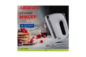 Міксер ручний білий 4насадки турборежим 300Вт Ardesto