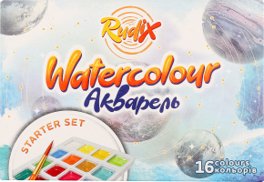 Набір д/малювання Starter Set Фарби акварельні 16кольорів+Пензель Rudix