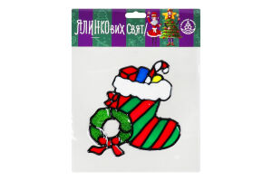 Наліпка на вікно Новоріч дизайн 20см в асор 833974