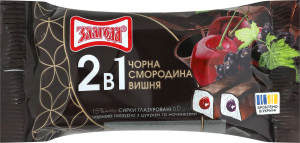 Сырки глазированные 15% с сахаром и начинками 2в1 Черная смородина Вишня Злагода м/у 2х30г