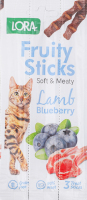 Ласощі д/дорослих котів Fruity Sticks з ягням та чорницею 3*5г Lora