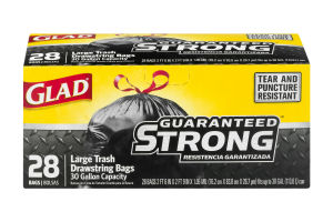 Glad Large Drawstring Trash Bags 30 Gallon - 28 CT