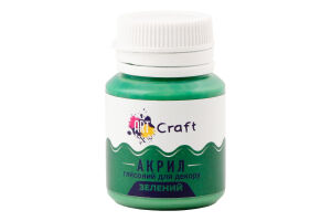 Фарба акрилова д/декору зелена глянсова 20мл АртКрафт