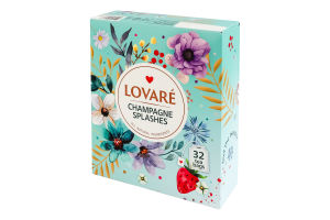 Бленд чая черного и зеленого байхового мелкого с ягодами и ароматом земляники Champagne splashes Lovare к/у 32х2г