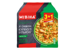 Вермишель быстрого приготовления неострая со вкусом куриного бульона с овощами и зеленью Мівіна к/у 4х59.2г