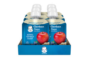 Пюре фруктовое для детей от 6мес пастеризованное витаминизированное Яблоко-черника-банан Gerber д/п 90г