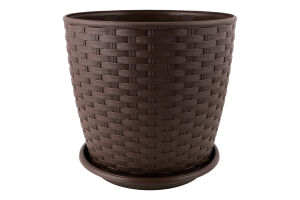 Горщик д/квітів Ротанг темно-коричневий з підставкою 20*18см арт114057 Алеана
