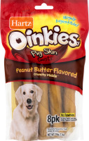 Hartz Oinkies Pig Skin Twists Peanut Butter Flavored - 8 PK