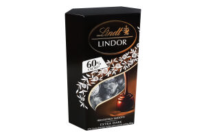 Цукерки 60% екстра чорний шоколад Lindor Lindt к/у 200г