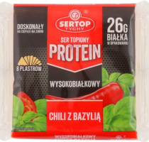Сир плавлений Чилі з базиліком з високим вмістом протеїну скибочки 42% 130г Sertop