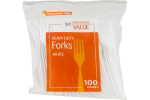 Guaranteed Value Heavy Duty Plastic Forks White - 100 CT