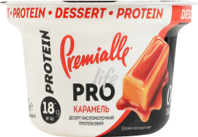 Десерт кисломолочний протеїновий карамель 10% Premialle life PRO стакан 160г
