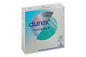 Презервативы латексные ультратонкие с силиконовой смазкой Invisible Durex 3шт