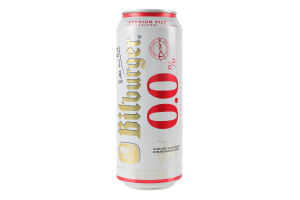 Пиво 0.5л 0% світле фільтроване пастеризоване безалкогольне Bitburger з/б