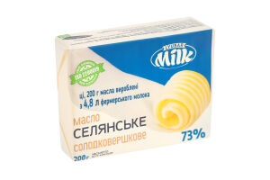 Масло сладкосливочное 73% Крестьянское Lyubar Milk м/у 200г