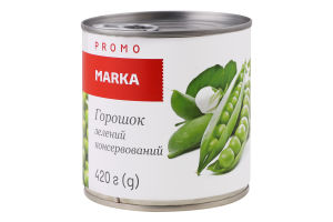 Горошек зеленый консервированный стерилизованный Marka Promo в/с ж/б 420г