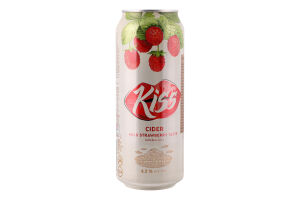 Сидр 500мл 4.5% газований пастеризований зі смаком суниці Kiss з/б