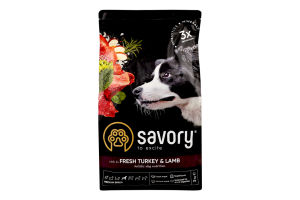 Корм сухой Fresh Turkey&Lamb Medium Savory м/у 3кг