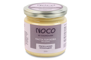 Паста горіхова без цукру Кеш'ю з білим шоколадом NOCO с/б 200г