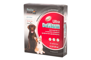Препарат антигельмінтний д/собак від 5кг VetLine DeWorm Ultra 2таблетки AnimAll