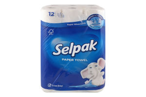 Полотенца бумажные 3-х слойные Super Absorbent Selpak 12шт