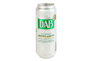 Пиво 0.5л 5% светлое нефильтрованное пастеризованное Hoppy Lager DAB ж/б