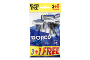 Бритва одноразовая мужская №FRA100-4P(3+1) Portable Pace 4 Dorco 4шт