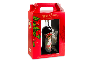 Набір Лікер 0.5л 17.5% та два келихи 150мл П'яна Вишня к/у 3шт