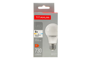 Лампа світлодіодна 8W 720lm E27 4100К A60 Titanum 1шт