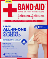 Band-Aid All-In-One Adhesive Gauze Pad Large - 4 CT