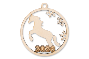 Підвіска новорічна Символ року однотонна дерево 8см в асортименті Цицак