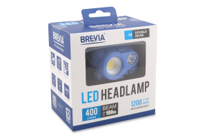 Ліхтар налобний 400Лм+200Лм 1200mAh IP65 Бревіа