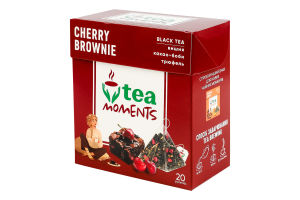 Чай черный байховый ароматизированный с добавлением растительного сырья Вишневый брауни Tea Moments к/у 20х1.8г