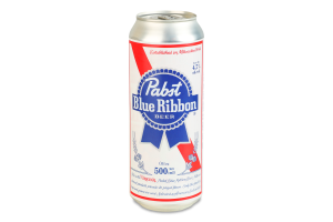 Пиво 500мл 4.7% світле фільтроване пастеризоване Pabst Blue Ribbon з/б