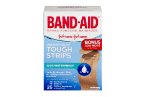 Band-Aid Adhesive Bandages Tough Strips Waterproof - 26 CT