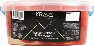 Томаты красные маринованные с сахаром и подсластителем Krava п/у 500г