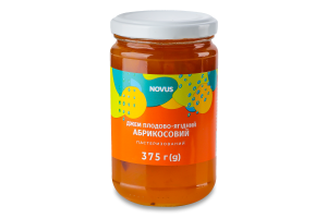 Джем плодово-ягодный пастеризованный Абрикосовый Novus с/б 375г
