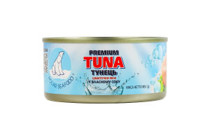 Тунець шматочками у власному соку Premium Polar Seafood з/б 185г