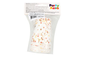 Стаканы бумажные праздничные 250мл №3502-3890 С Днем Рождения Звездопад Party Хата 6шт