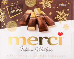 Конфеты 4 сорта горького шоколада Merci 250г
