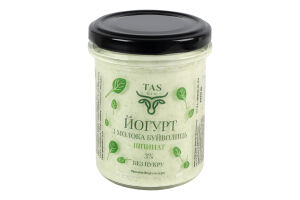 Йогурт 3% з молока буйволиць без цукру Шпинат TASbio с/б 180г