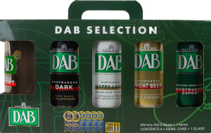 Набор подарочный Пиво Export + Dark + Wheat + Hoppy lager 4х0.5л + бокал DAB к/у