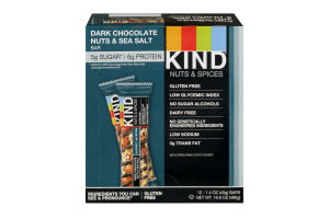 KIND Nuts & Spices Bars Dark Chocolate Nuts & Sea Salt - 12 CT