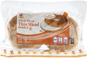 Ahold Thin Sliced Whole Wheat Bagels - 8 CT